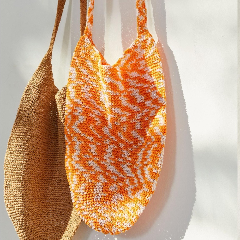 URban Outfitters Raffia Shoulder Bag - yellow & pink